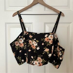 Old Navy The Occasion Black Floral Crop Top Size XXL